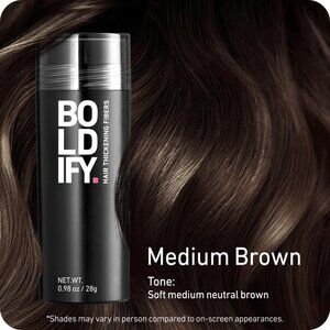 BOLDIFY MEDIUM BROWN Hair Fibers Fill In Thinning and Fine Hair Instantly Full